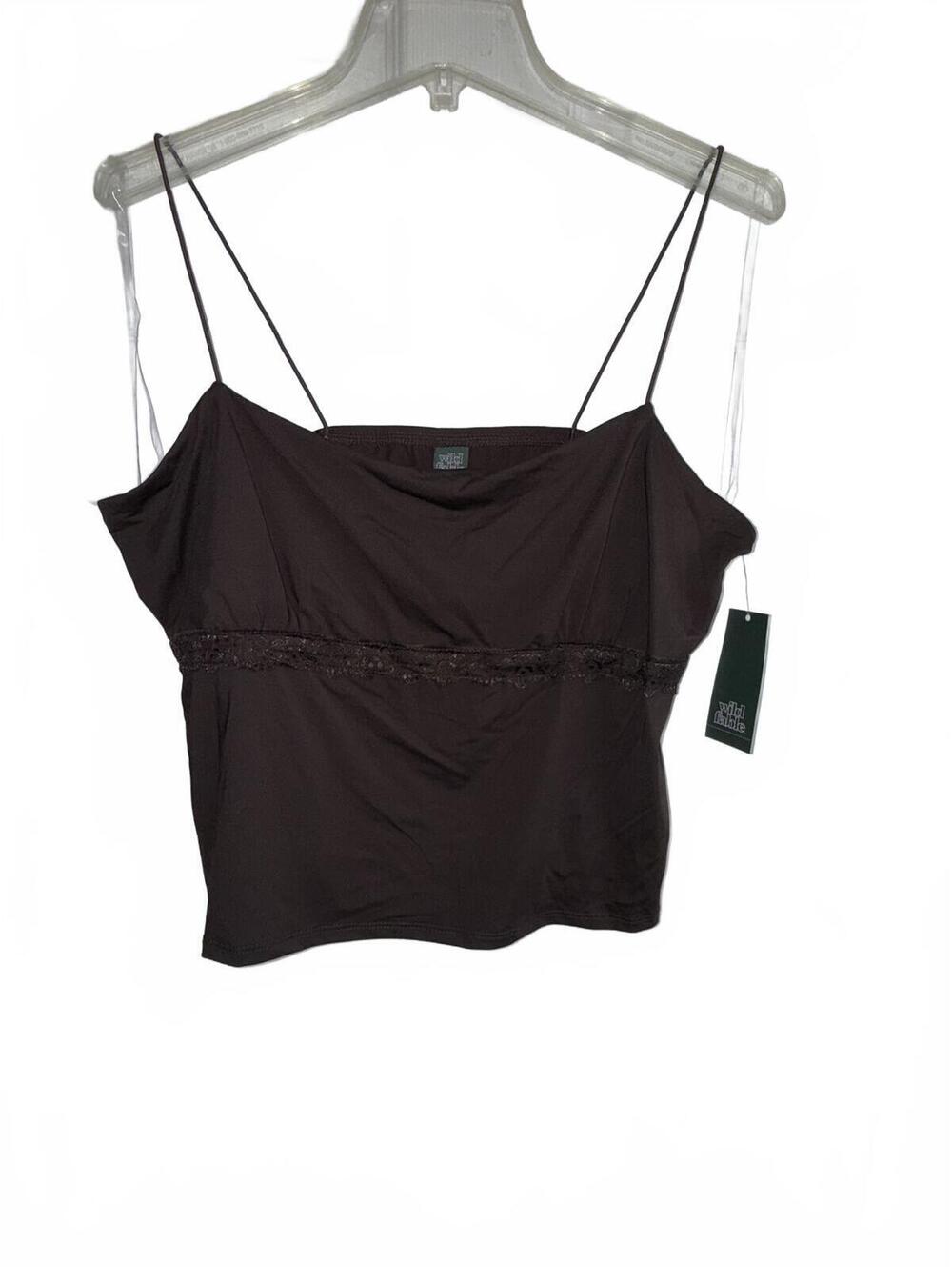 Wild Fable Dark Brown Lace‑Trim Spaghetti Strap Cami – Size XL, NWT